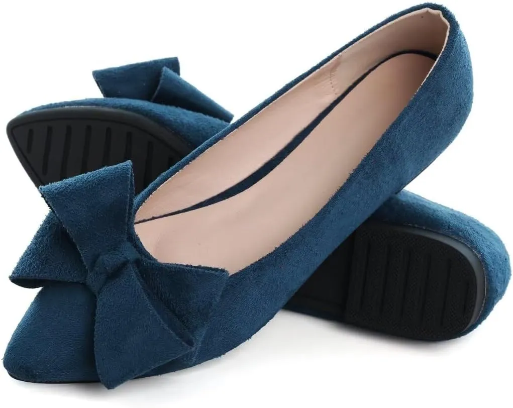 Stunner Womens Flats Fashion Pointed Toe Bowknot Ballet Flats Cute Slip On Dress Flats Comfortable Party Wedding Flats