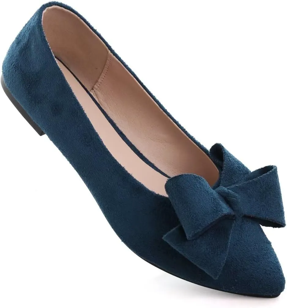 Stunner Womens Flats Fashion Pointed Toe Bowknot Ballet Flats Cute Slip On Dress Flats Comfortable Party Wedding Flats