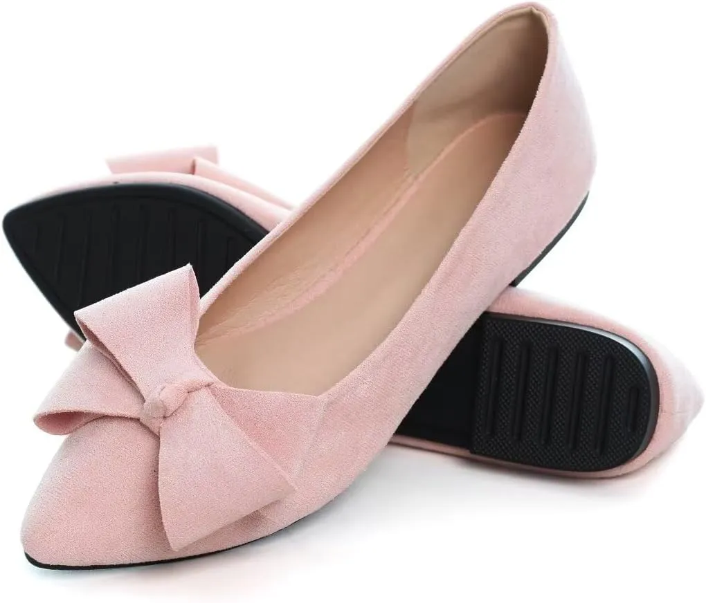 Stunner Womens Flats Fashion Pointed Toe Bowknot Ballet Flats Cute Slip On Dress Flats Comfortable Party Wedding Flats