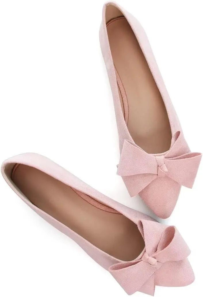 Stunner Womens Flats Fashion Pointed Toe Bowknot Ballet Flats Cute Slip On Dress Flats Comfortable Party Wedding Flats