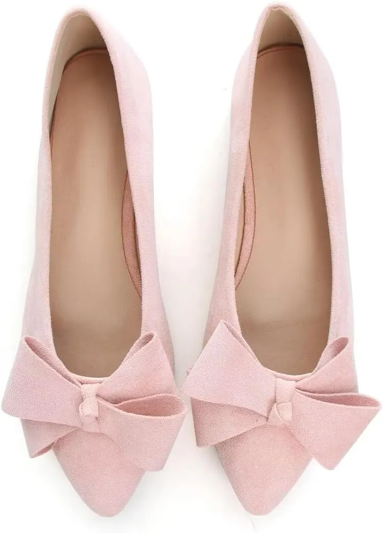 Stunner Womens Flats Fashion Pointed Toe Bowknot Ballet Flats Cute Slip On Dress Flats Comfortable Party Wedding Flats