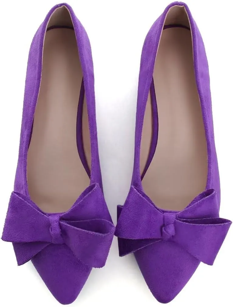 Stunner Womens Flats Fashion Pointed Toe Bowknot Ballet Flats Cute Slip On Dress Flats Comfortable Party Wedding Flats