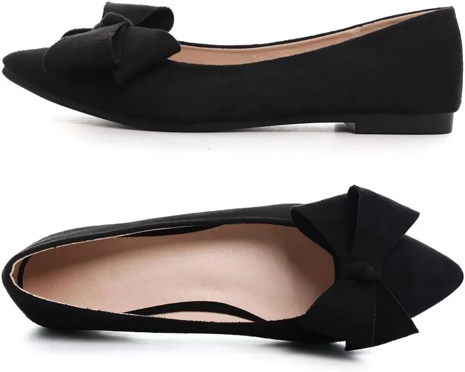 Stunner Womens Flats Fashion Pointed Toe Bowknot Ballet Flats Cute Slip On Dress Flats Comfortable Party Wedding Flats