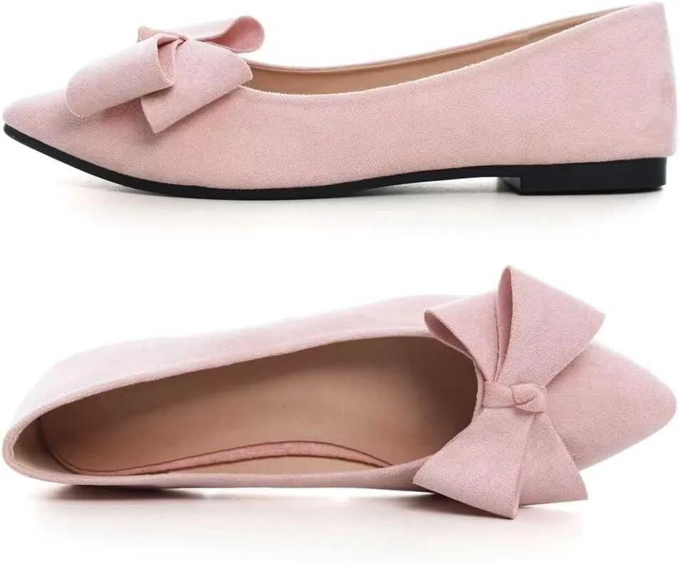 Stunner Womens Flats Fashion Pointed Toe Bowknot Ballet Flats Cute Slip On Dress Flats Comfortable Party Wedding Flats
