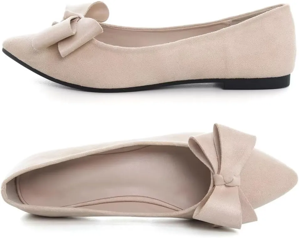Stunner Womens Flats Fashion Pointed Toe Bowknot Ballet Flats Cute Slip On Dress Flats Comfortable Party Wedding Flats