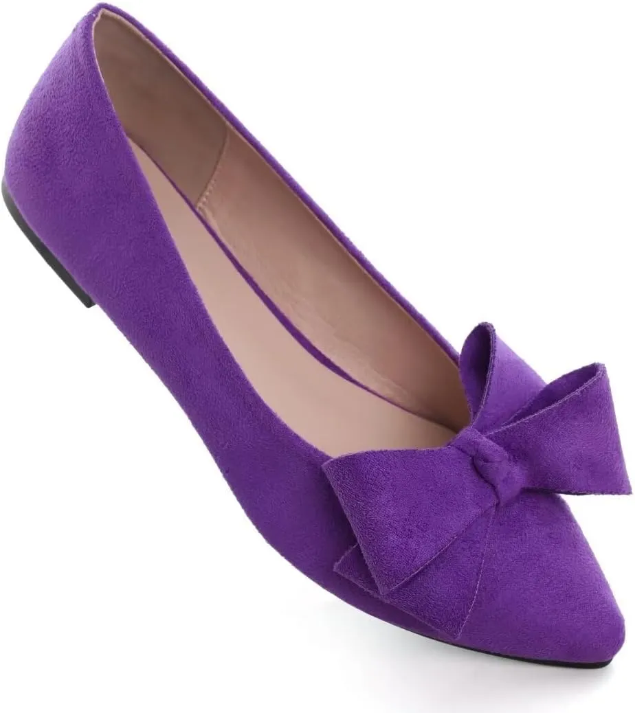 Stunner Womens Flats Fashion Pointed Toe Bowknot Ballet Flats Cute Slip On Dress Flats Comfortable Party Wedding Flats