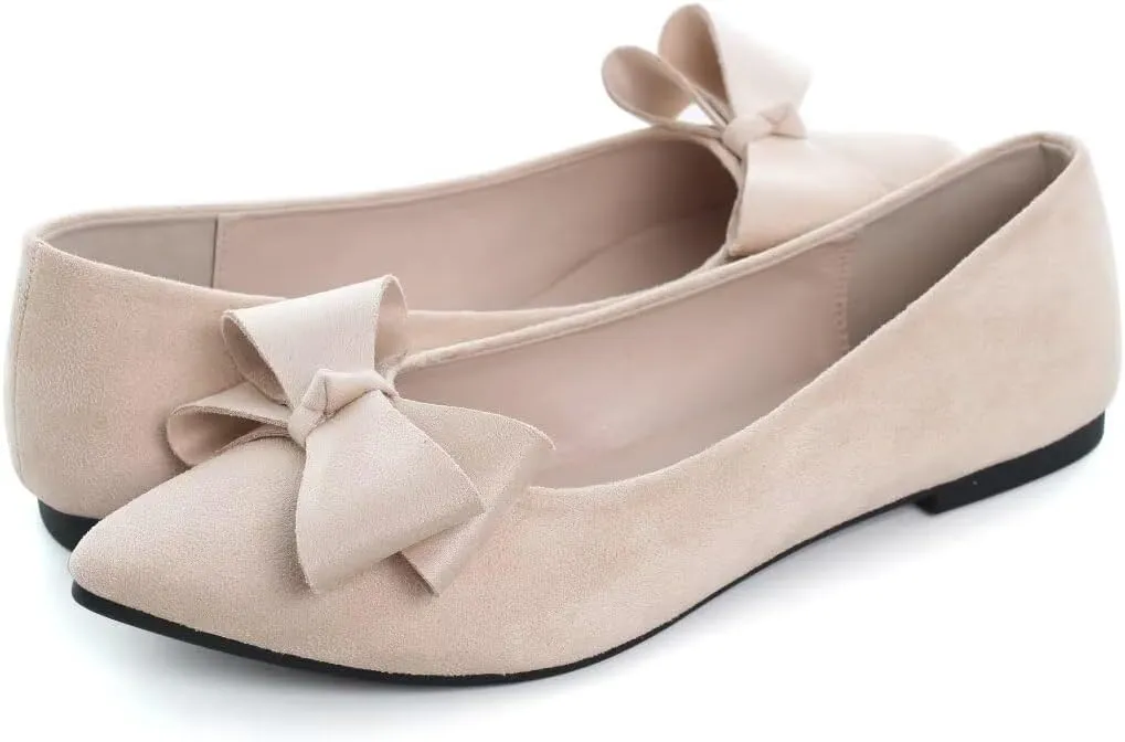 Stunner Womens Flats Fashion Pointed Toe Bowknot Ballet Flats Cute Slip On Dress Flats Comfortable Party Wedding Flats