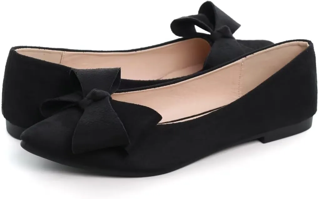 Stunner Womens Flats Fashion Pointed Toe Bowknot Ballet Flats Cute Slip On Dress Flats Comfortable Party Wedding Flats