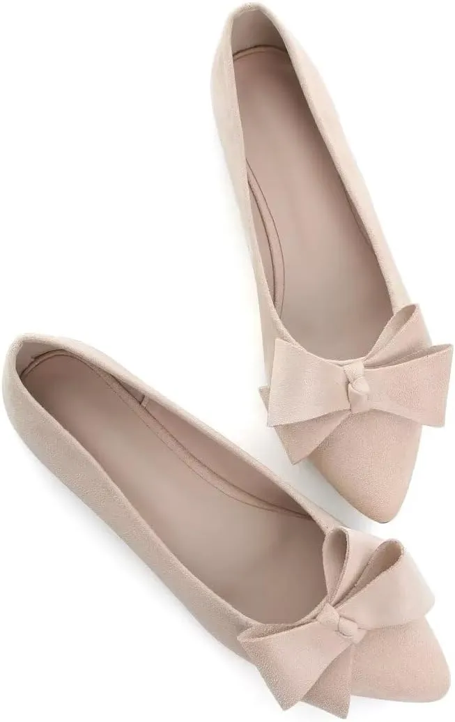 Stunner Womens Flats Fashion Pointed Toe Bowknot Ballet Flats Cute Slip On Dress Flats Comfortable Party Wedding Flats