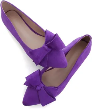 Stunner Womens Flats Fashion Pointed Toe Bowknot Ballet Flats Cute Slip On Dress Flats Comfortable Party Wedding Flats