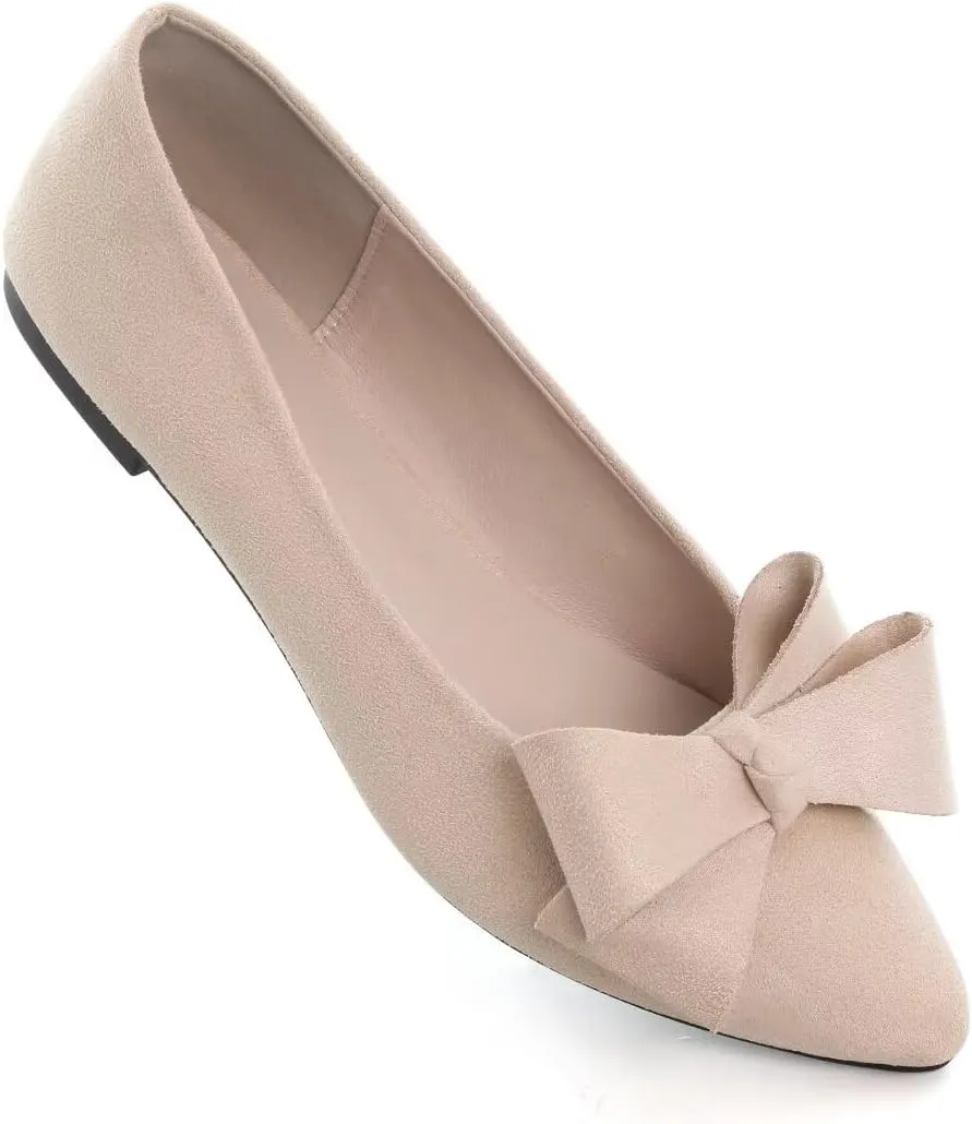 Stunner Womens Flats Fashion Pointed Toe Bowknot Ballet Flats Cute Slip On Dress Flats Comfortable Party Wedding Flats