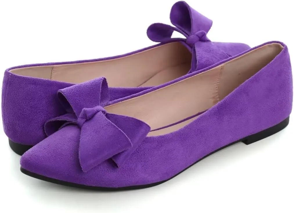 Stunner Womens Flats Fashion Pointed Toe Bowknot Ballet Flats Cute Slip On Dress Flats Comfortable Party Wedding Flats