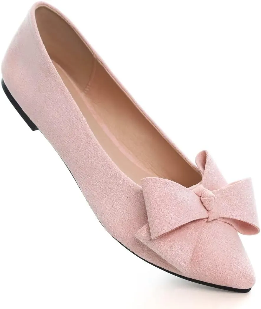 Stunner Womens Flats Fashion Pointed Toe Bowknot Ballet Flats Cute Slip On Dress Flats Comfortable Party Wedding Flats
