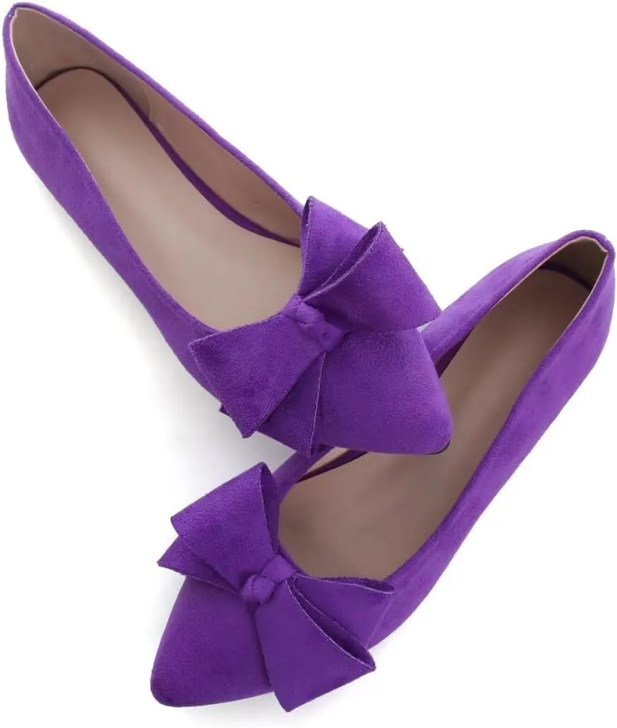Stunner Womens Flats Fashion Pointed Toe Bowknot Ballet Flats Cute Slip On Dress Flats Comfortable Party Wedding Flats