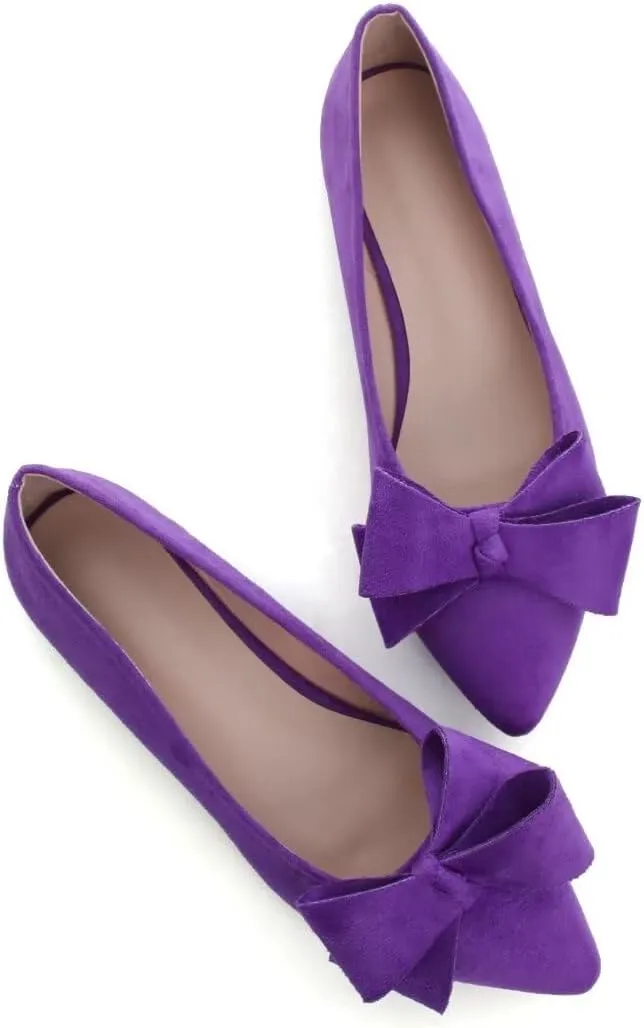 Stunner Womens Flats Fashion Pointed Toe Bowknot Ballet Flats Cute Slip On Dress Flats Comfortable Party Wedding Flats