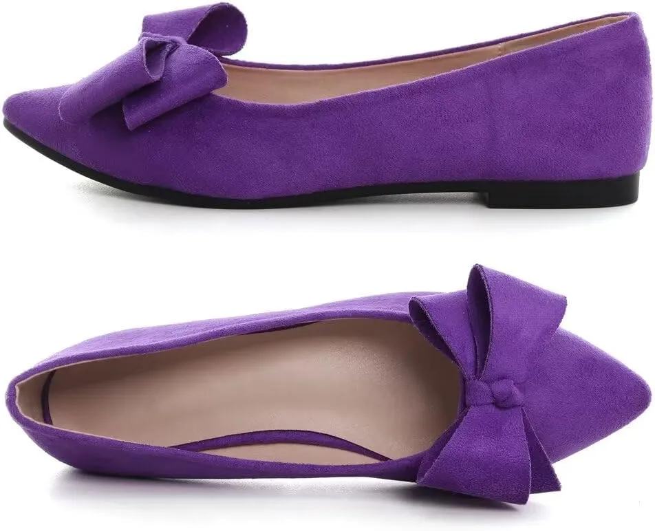 Stunner Womens Flats Fashion Pointed Toe Bowknot Ballet Flats Cute Slip On Dress Flats Comfortable Party Wedding Flats