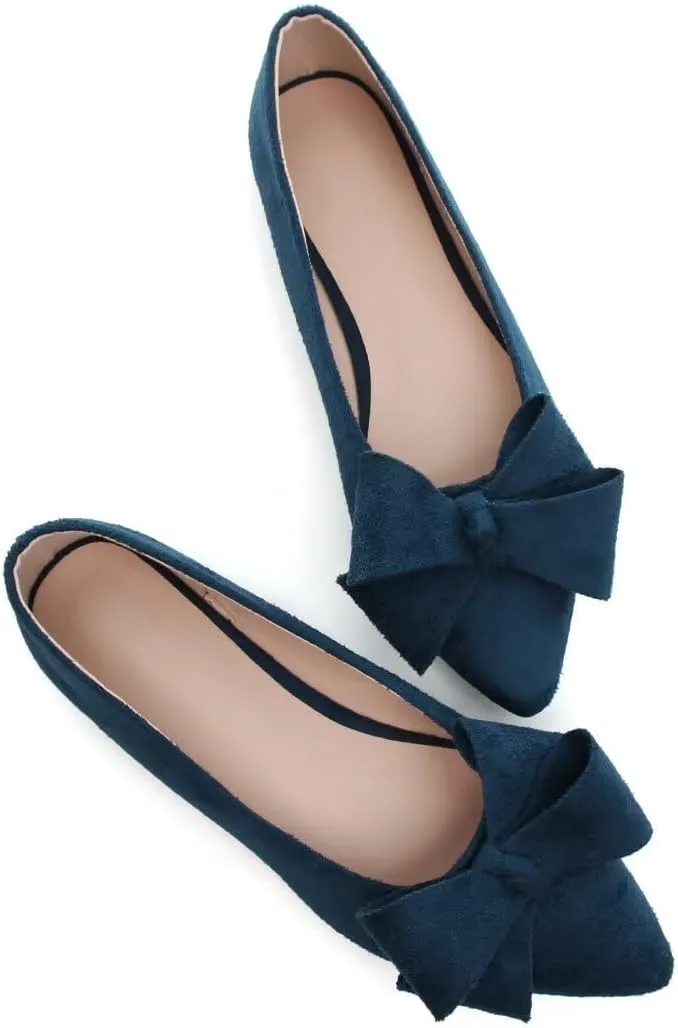Stunner Womens Flats Fashion Pointed Toe Bowknot Ballet Flats Cute Slip On Dress Flats Comfortable Party Wedding Flats