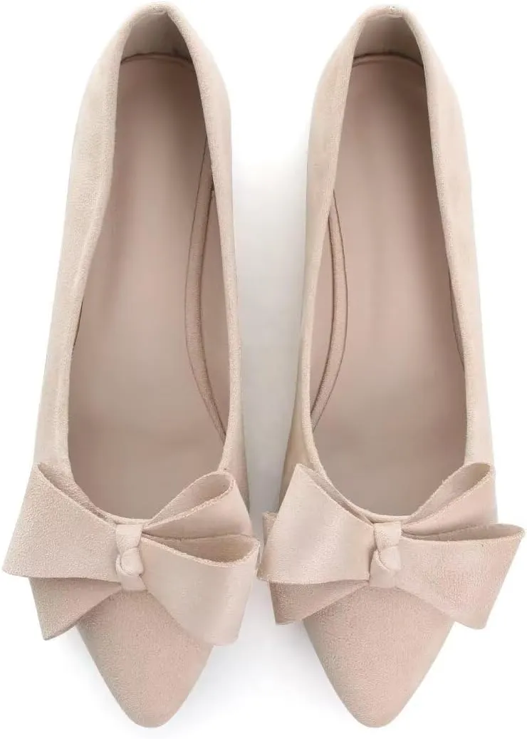 Stunner Womens Flats Fashion Pointed Toe Bowknot Ballet Flats Cute Slip On Dress Flats Comfortable Party Wedding Flats