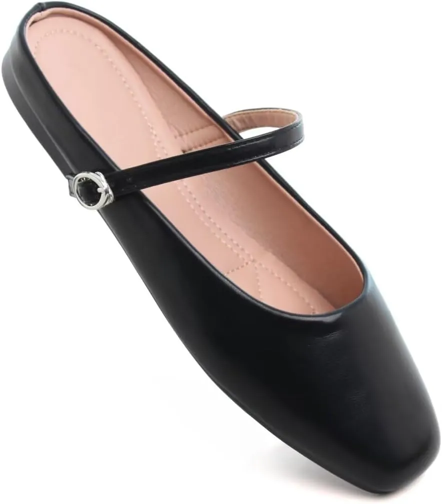 Stunner Women's Mary Jane Flats Fashion Round Toe Ballet Flats Comfort Slip On Flats Buckle Strap Dress Flats