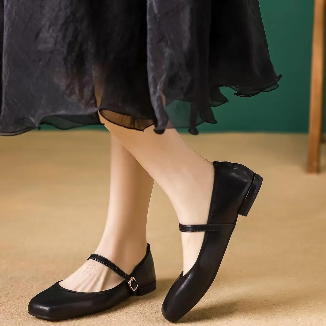 Stunner Women's Mary Jane Flats Fashion Round Toe Ballet Flats Comfort Slip On Flats Buckle Strap Dress Flats