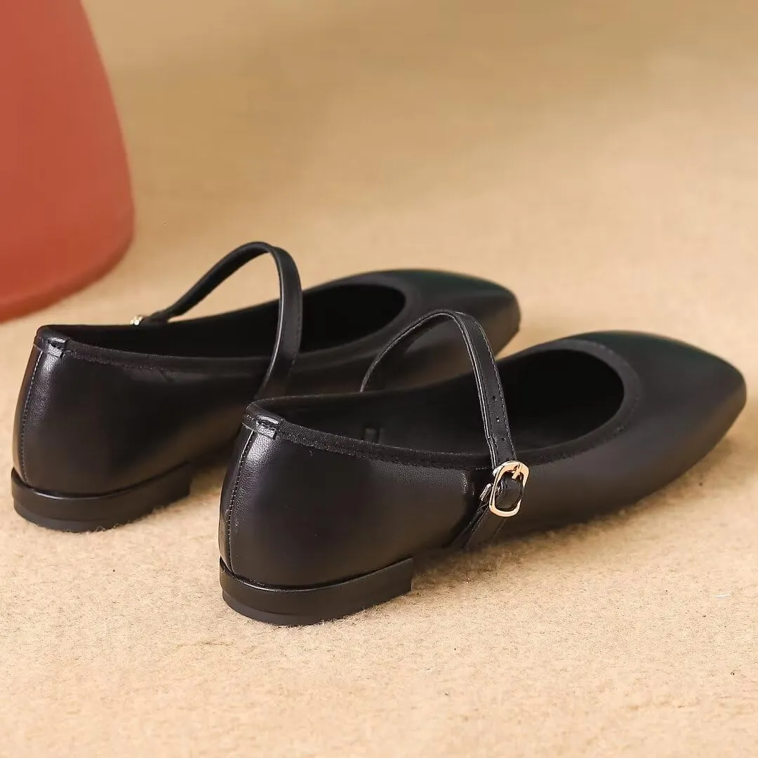 Stunner Women's Mary Jane Flats Fashion Round Toe Ballet Flats Comfort Slip On Flats Buckle Strap Dress Flats