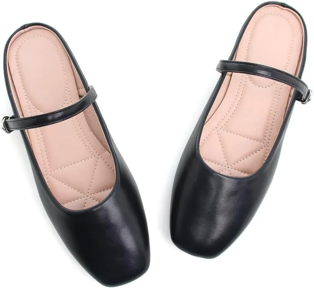 Stunner Women's Mary Jane Flats Fashion Round Toe Ballet Flats Comfort Slip On Flats Buckle Strap Dress Flats