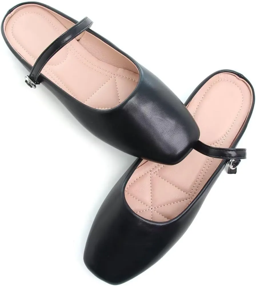 Stunner Women's Mary Jane Flats Fashion Round Toe Ballet Flats Comfort Slip On Flats Buckle Strap Dress Flats