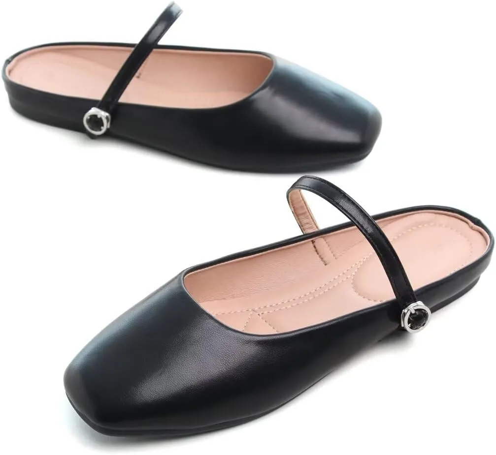 Stunner Women's Mary Jane Flats Fashion Round Toe Ballet Flats Comfort Slip On Flats Buckle Strap Dress Flats