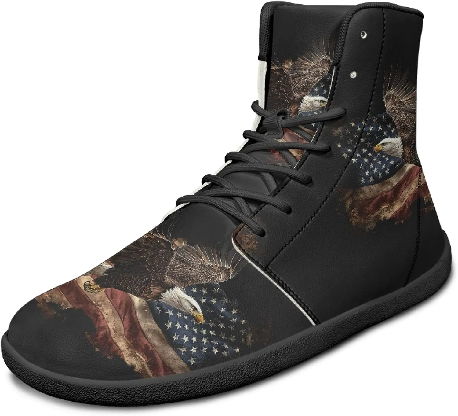 Stylish Print PU Leather High Top Barefoot Sneakers Shoes for Men Women