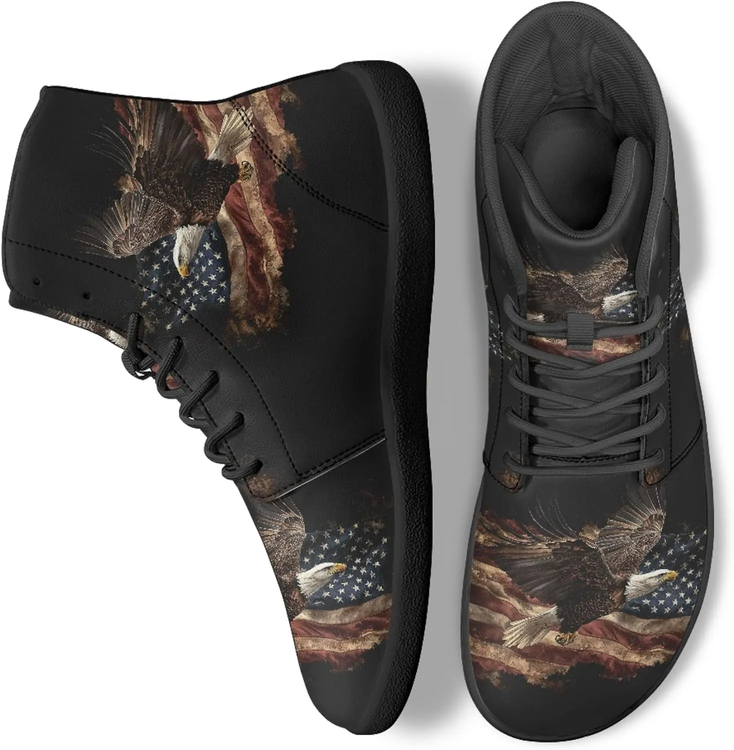 Stylish Print PU Leather High Top Barefoot Sneakers Shoes for Men Women