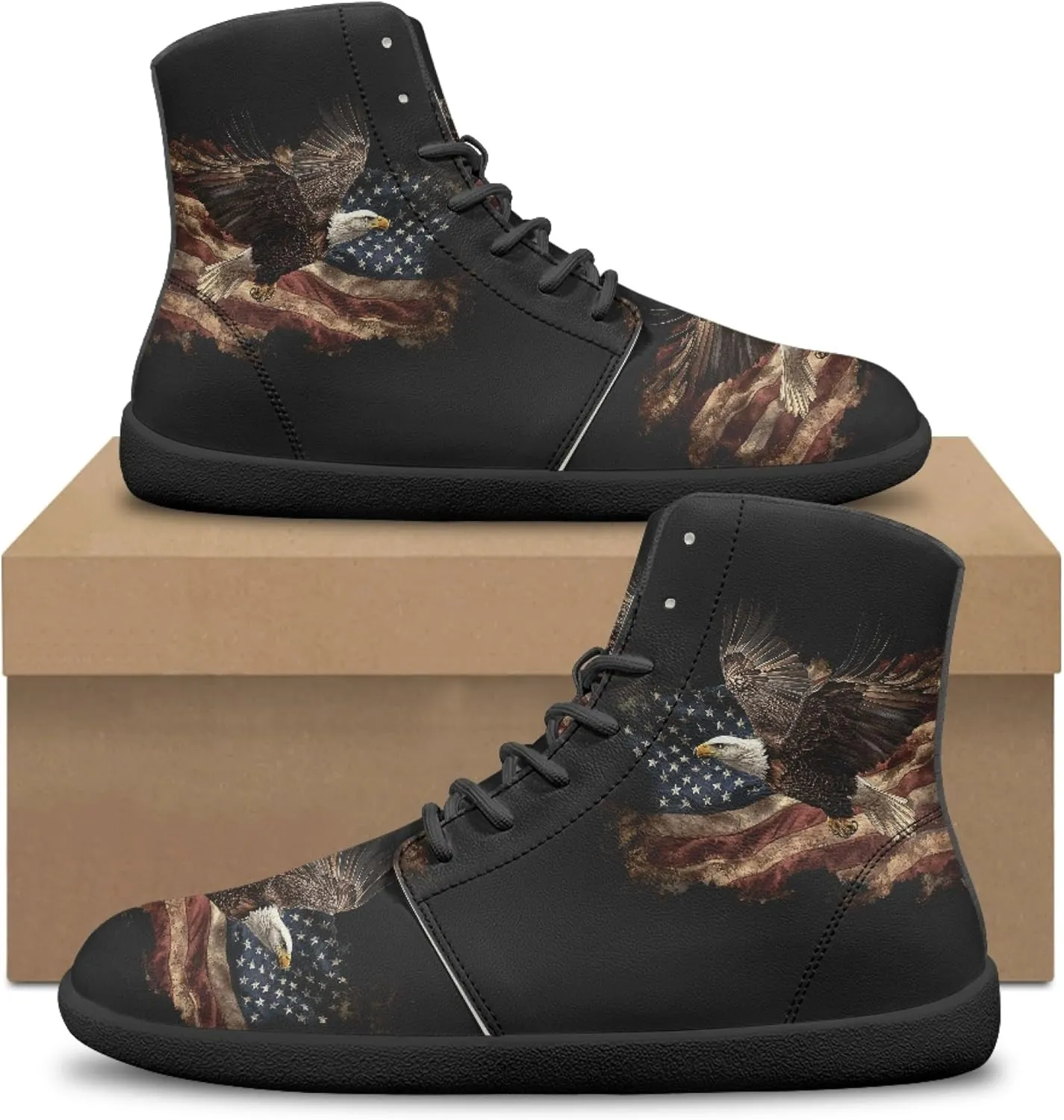 Stylish Print PU Leather High Top Barefoot Sneakers Shoes for Men Women