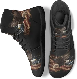 Stylish Print PU Leather High Top Barefoot Sneakers Shoes for Men Women