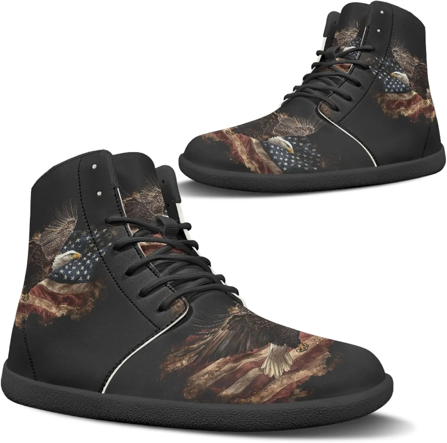 Stylish Print PU Leather High Top Barefoot Sneakers Shoes for Men Women