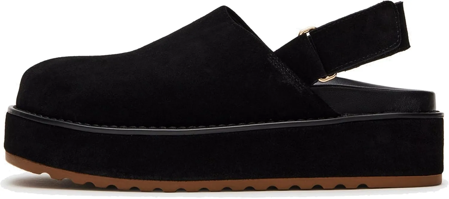 Suede Platform Clogs for Women Stylish Slip On Slippers with Round Toe with Back Strap Design for Casual Comfort and Effortless