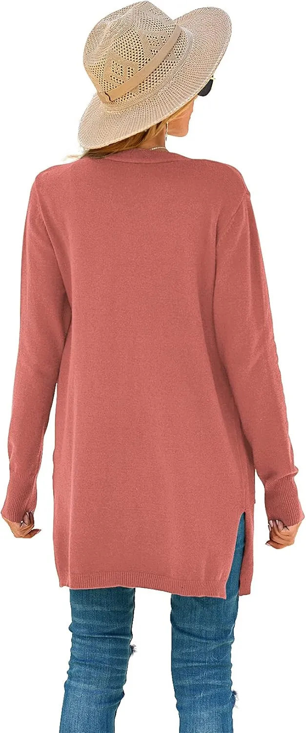TASAMO Womens Color Block Striped Draped Kimono Cardigan Long Sleeve Open Front Casual Knit Sweaters Coat Soft Outwear