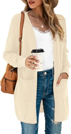 TASAMO Womens Color Block Striped Draped Kimono Cardigan Long Sleeve Open Front Casual Knit Sweaters Coat Soft Outwear