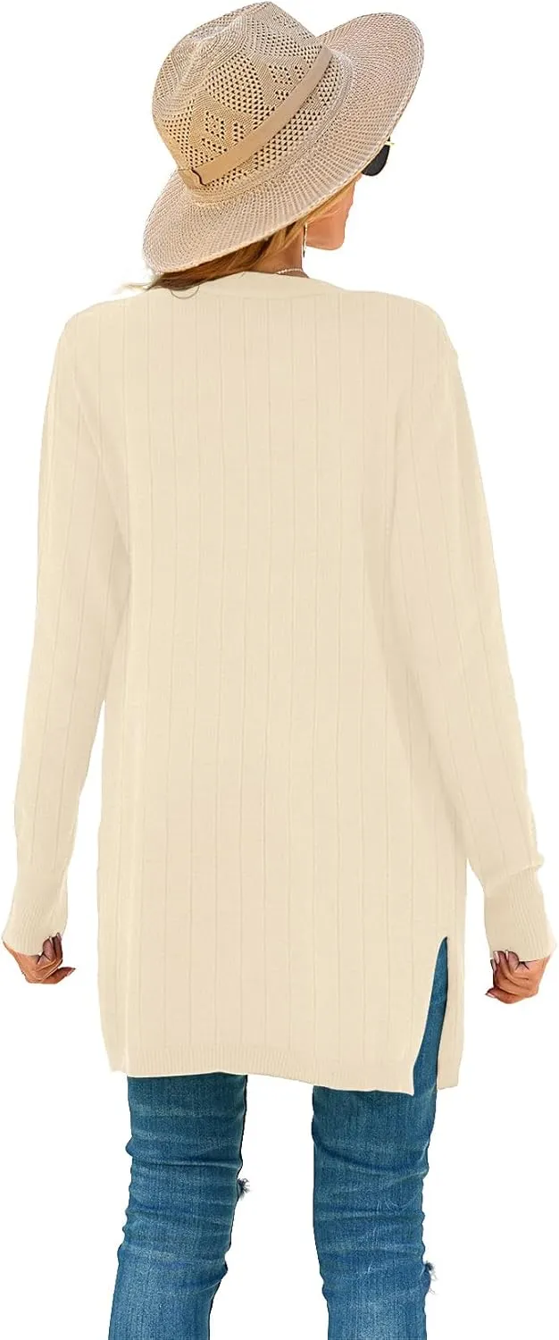 TASAMO Womens Color Block Striped Draped Kimono Cardigan Long Sleeve Open Front Casual Knit Sweaters Coat Soft Outwear