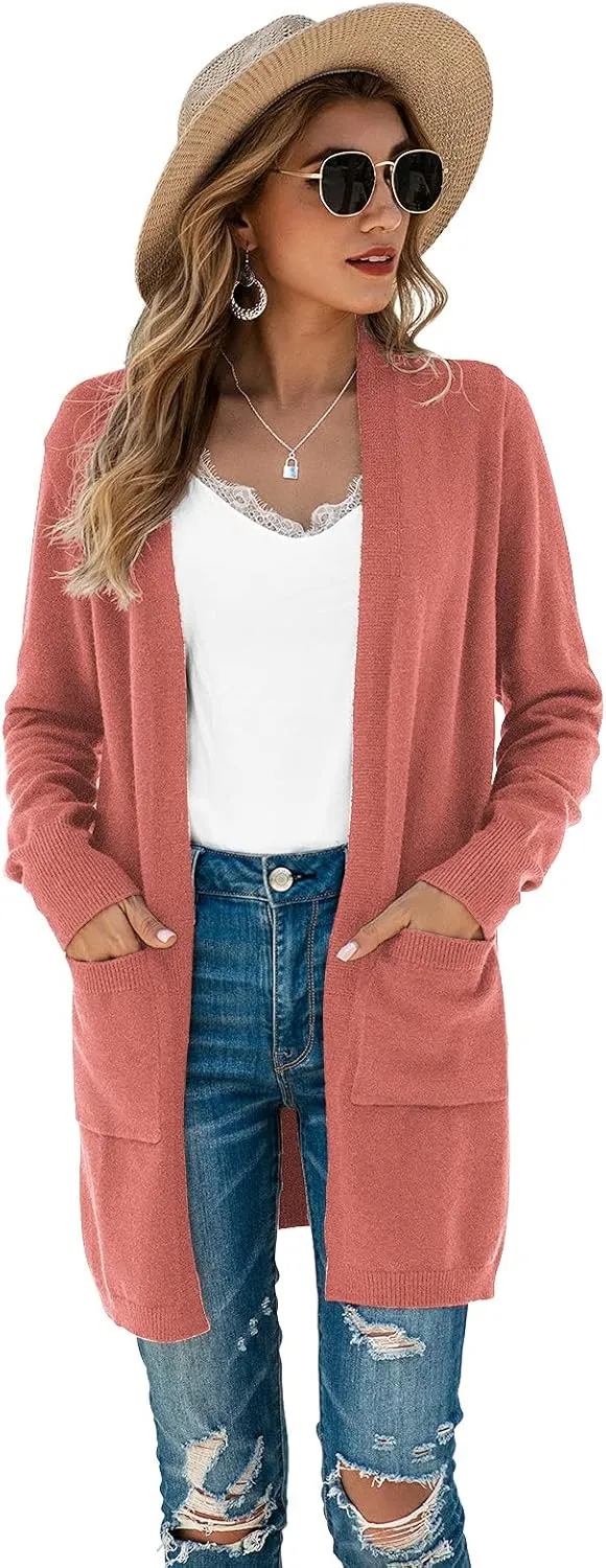 TASAMO Womens Color Block Striped Draped Kimono Cardigan Long Sleeve Open Front Casual Knit Sweaters Coat Soft Outwear