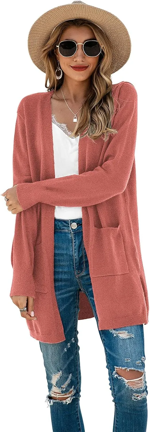 TASAMO Womens Color Block Striped Draped Kimono Cardigan Long Sleeve Open Front Casual Knit Sweaters Coat Soft Outwear