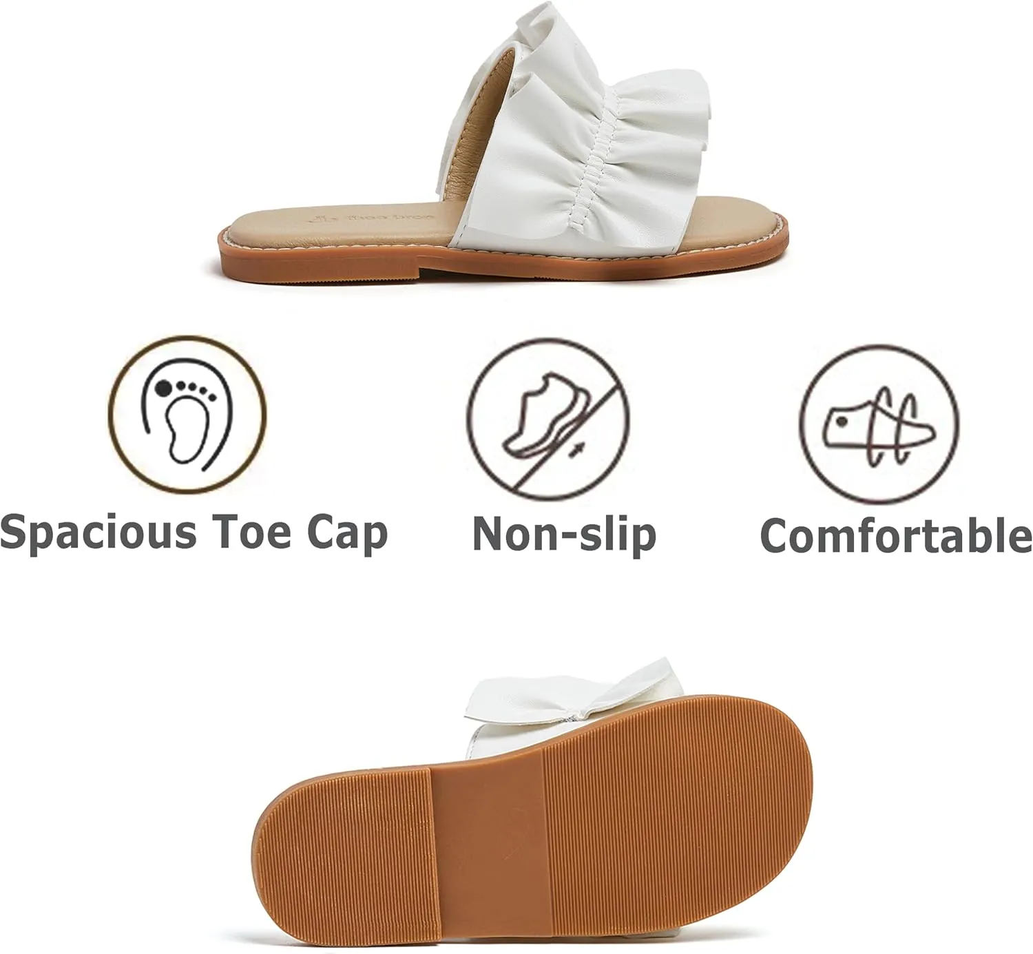 THEE BRON Princess Dress Slippers Slides Sandals for Little Girls