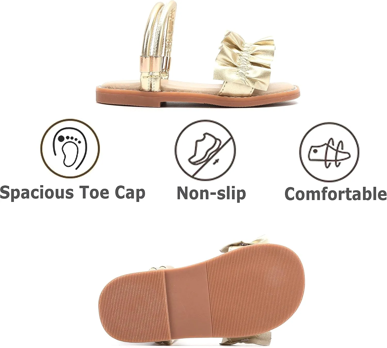 THEE BRON Princess Dress Slippers Slides Sandals for Little Girls