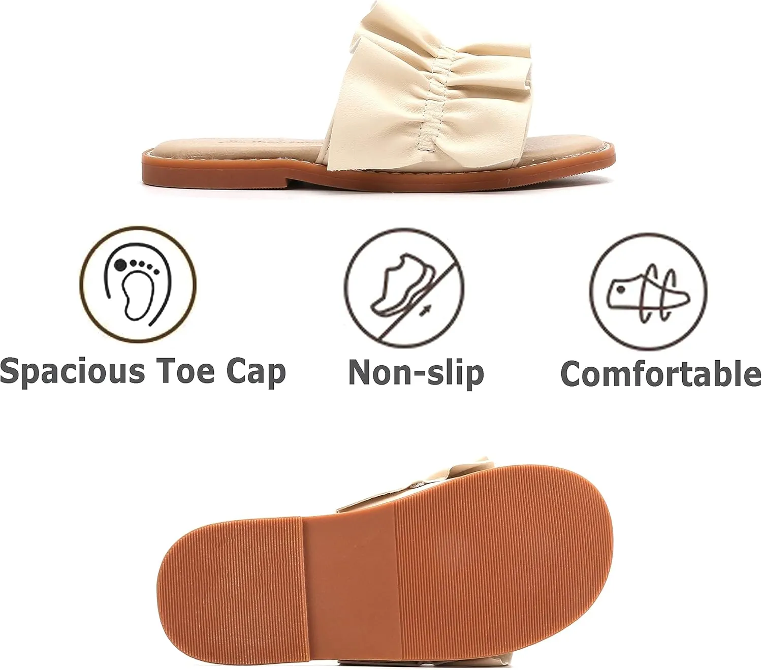 THEE BRON Princess Dress Slippers Slides Sandals for Little Girls