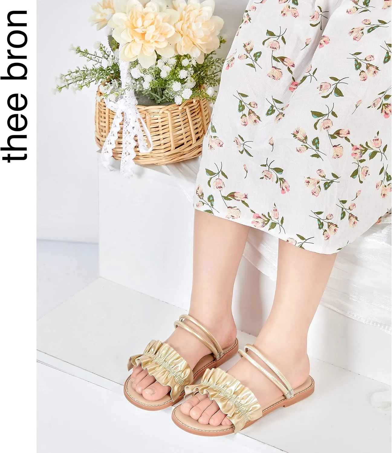 THEE BRON Princess Dress Slippers Slides Sandals for Little Girls