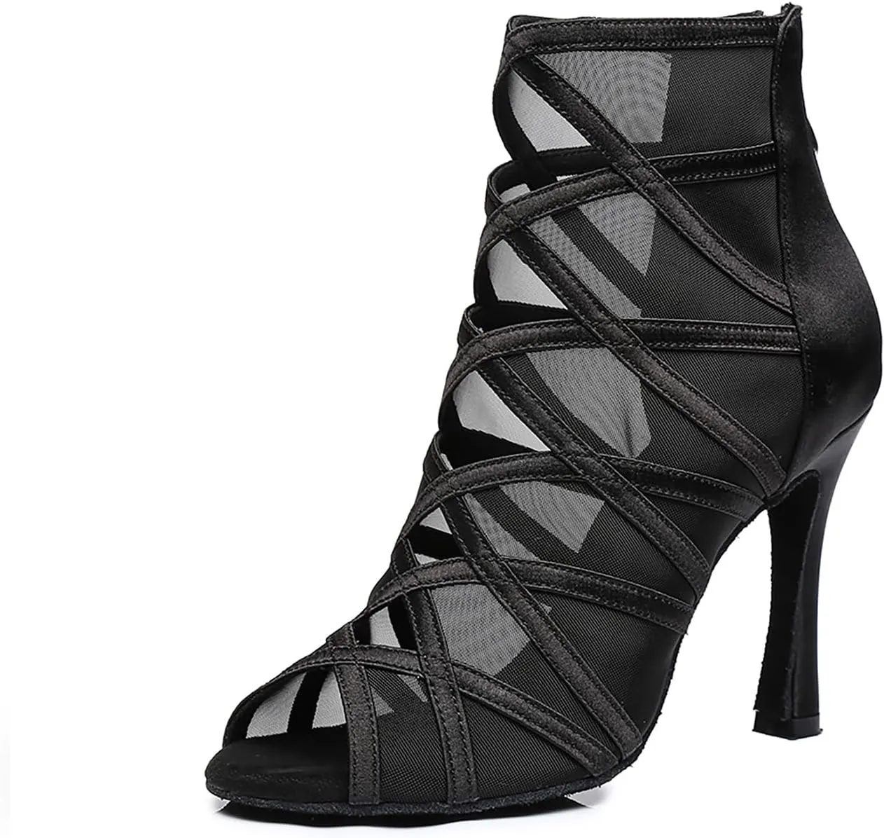TINRYMX Women's Latin Dance Boots Ballrooom Salsa Tango Open Toe Performance Professional Dance Shoes, Model-YCL445