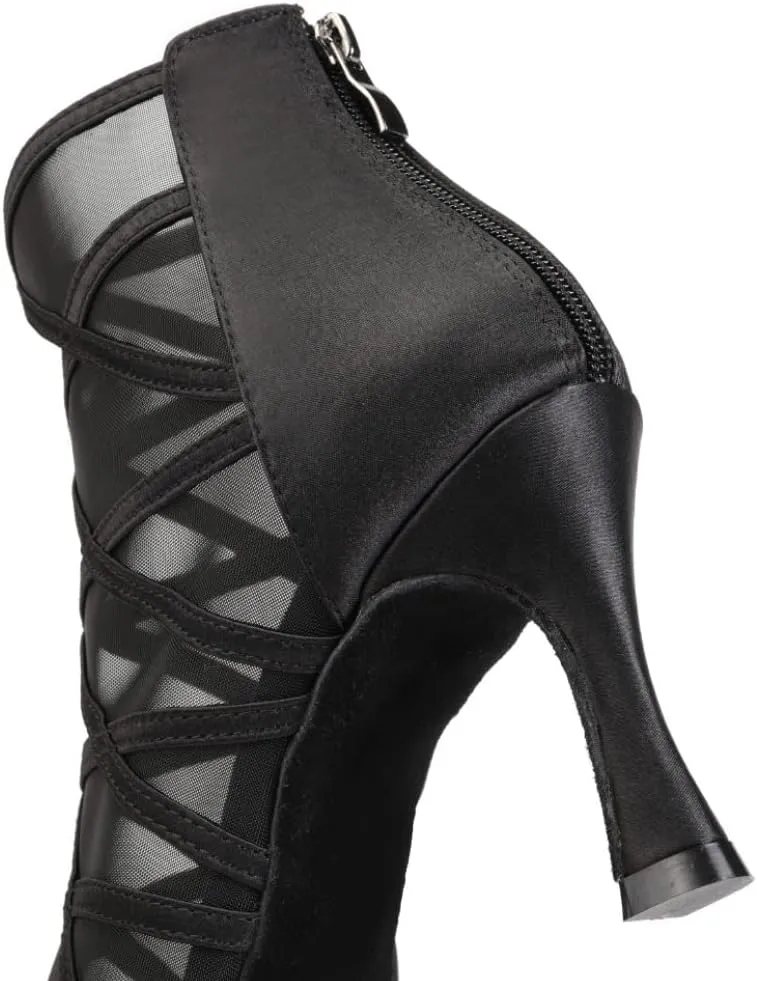 TINRYMX Women's Latin Dance Boots Ballrooom Salsa Tango Open Toe Performance Professional Dance Shoes, Model-YCL445