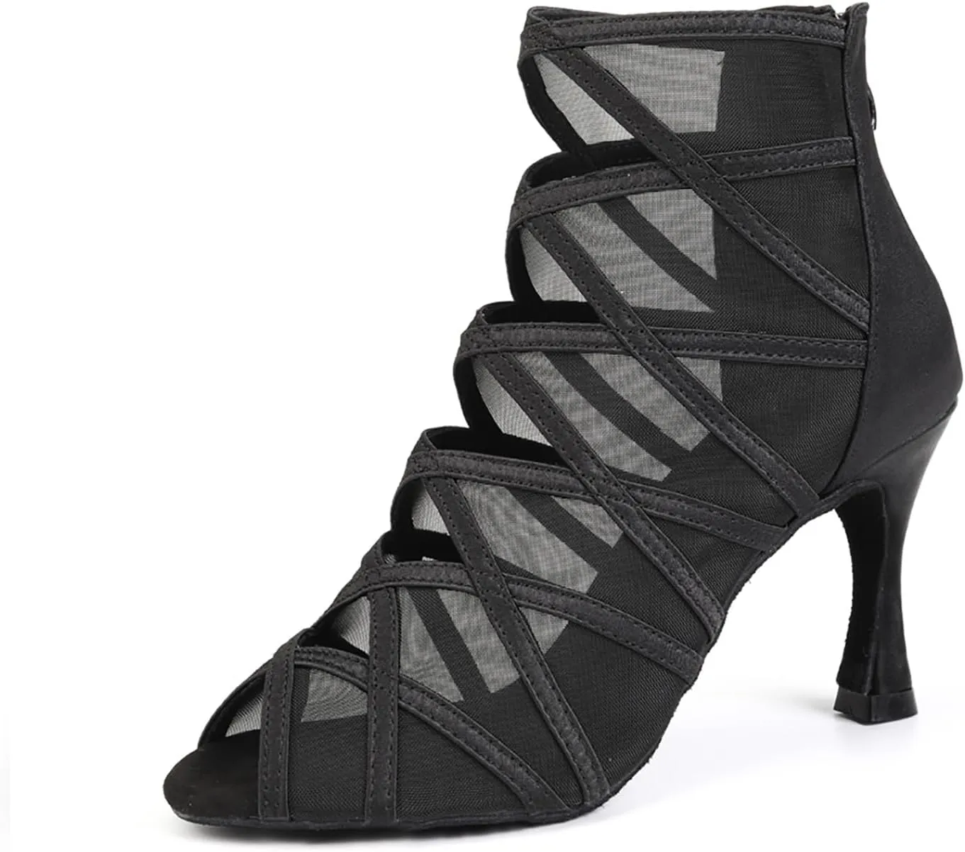 TINRYMX Women's Latin Dance Boots Ballrooom Salsa Tango Open Toe Performance Professional Dance Shoes, Model-YCL445