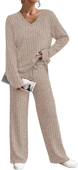 TIYOMI Plus Size Suits For Women 2 Piece Outfits Sweater Top & Wide Leg Pants XL-5XL