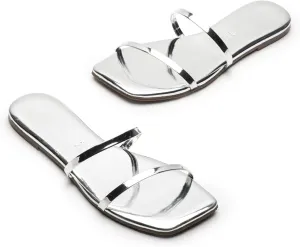 TKEES Womens Square Toe Gemma Mirror Chrome 8 B - Medium