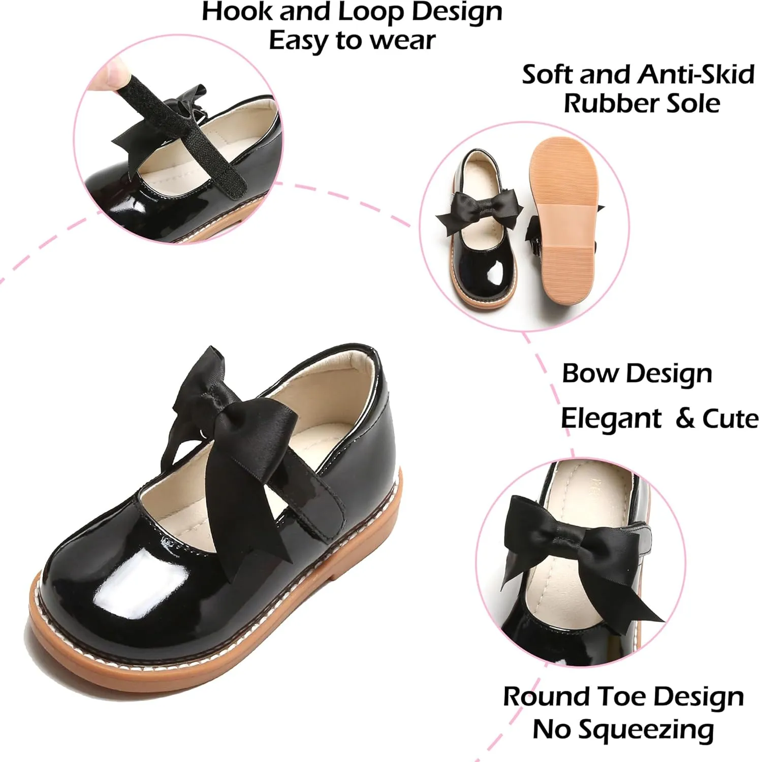 Toddler Girl Mary Jane Dress Shoes-Little Girl School Uniform Shoes for Wedding Party