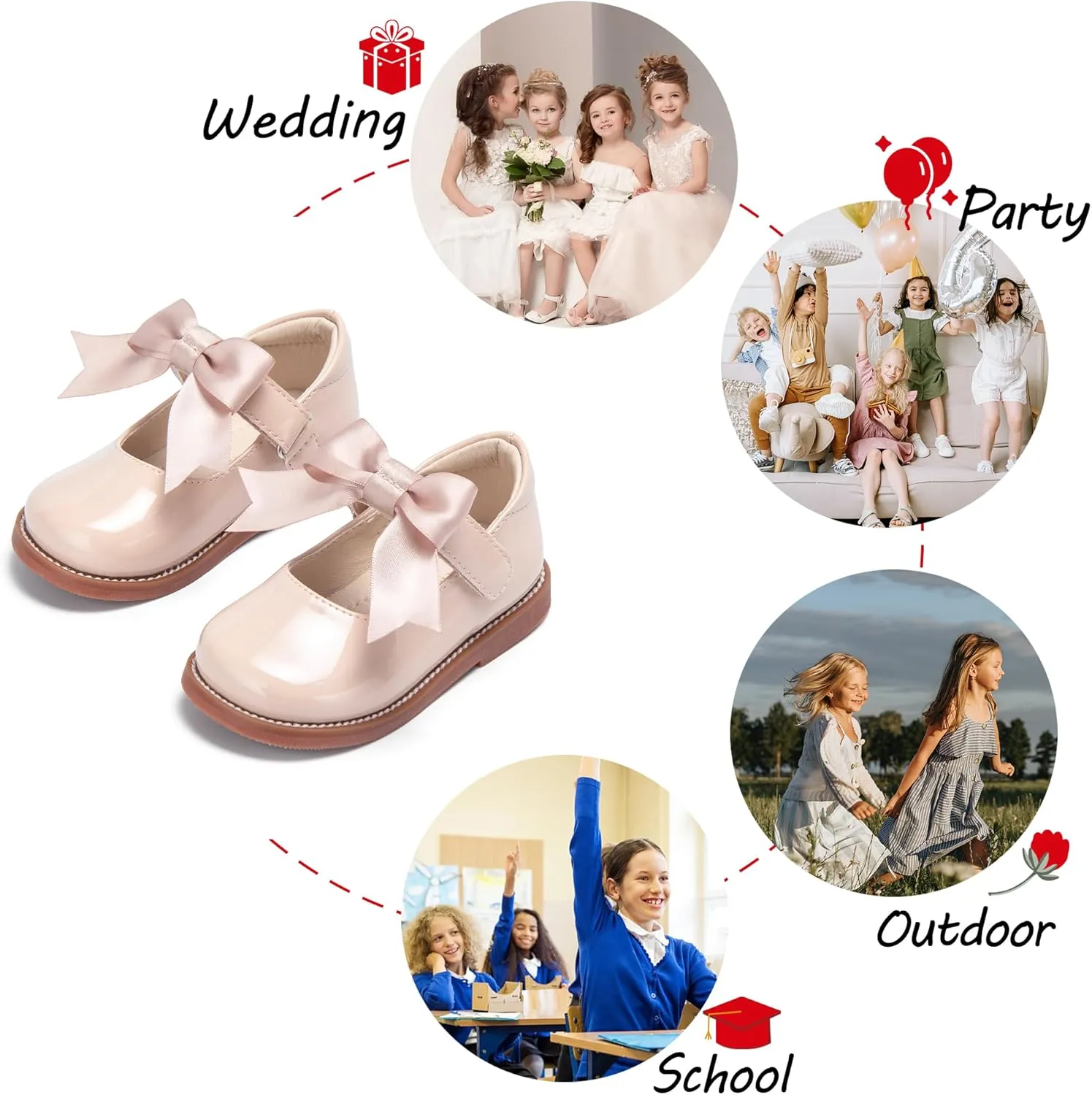 Toddler Girl Mary Jane Dress Shoes-Little Girl School Uniform Shoes for Wedding Party